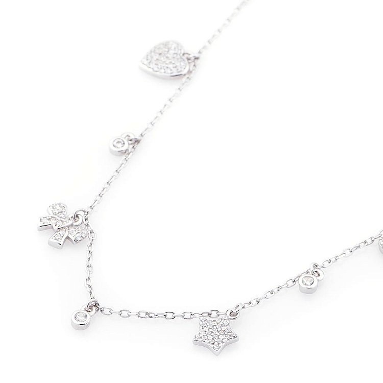 Серебряное колье с фианитами 18588 от ювелирного магазина Оникс - 2