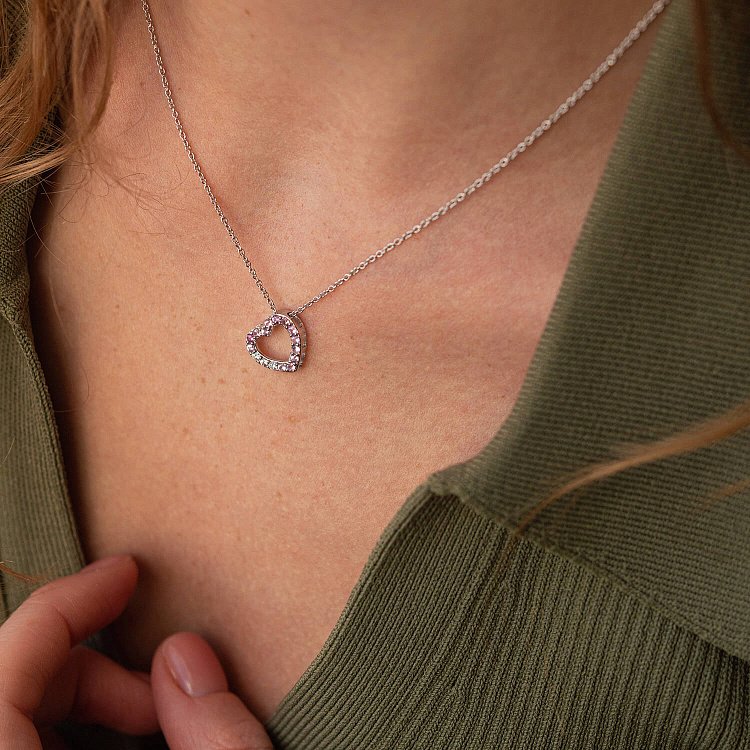 Золоте кольє "Сердечко" з діамантами та сапфірами колб0093ca від ювелірного магазину Онікс - 5