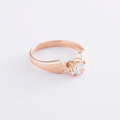 Помолвочное кольцо в красном золоте (фианит) к06093 №3