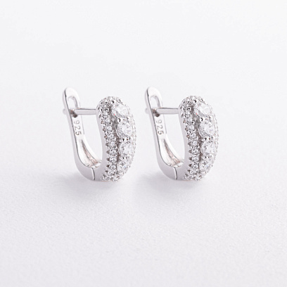 Серебряные серьги с фианитами 123553