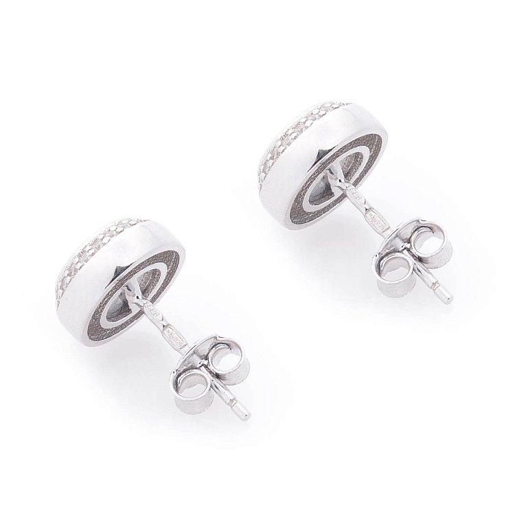 Серебряные серьги-пусеты (ювелирное стекло, фианиты) 122329 от ювелирного магазина Оникс - 2