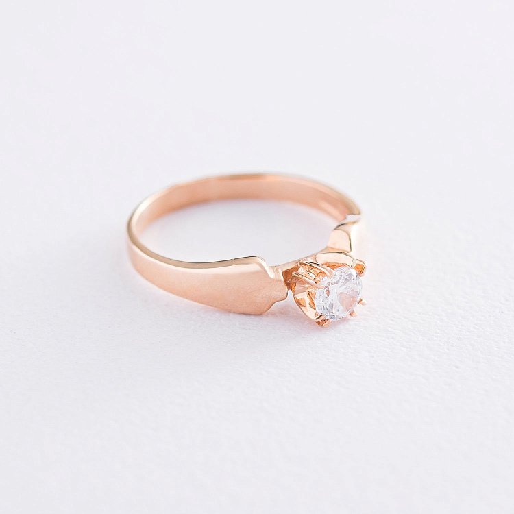 Помолвочное кольцо в красном золоте (фианит) к06093 от ювелирного магазина Оникс - 2