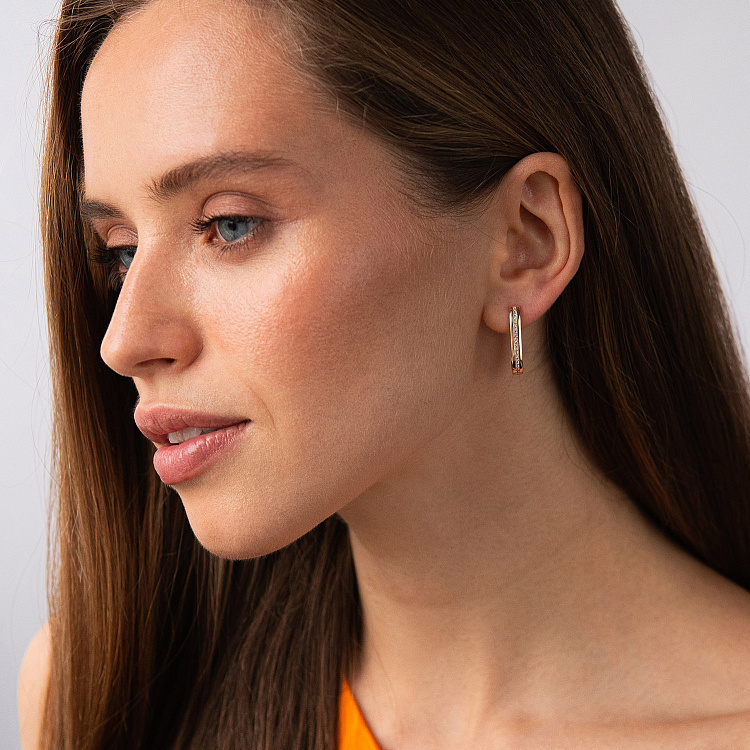 Сережки "Jenny" з фіанітами (червоне золото)  с09578 від ювелірного магазину Онікс - 1