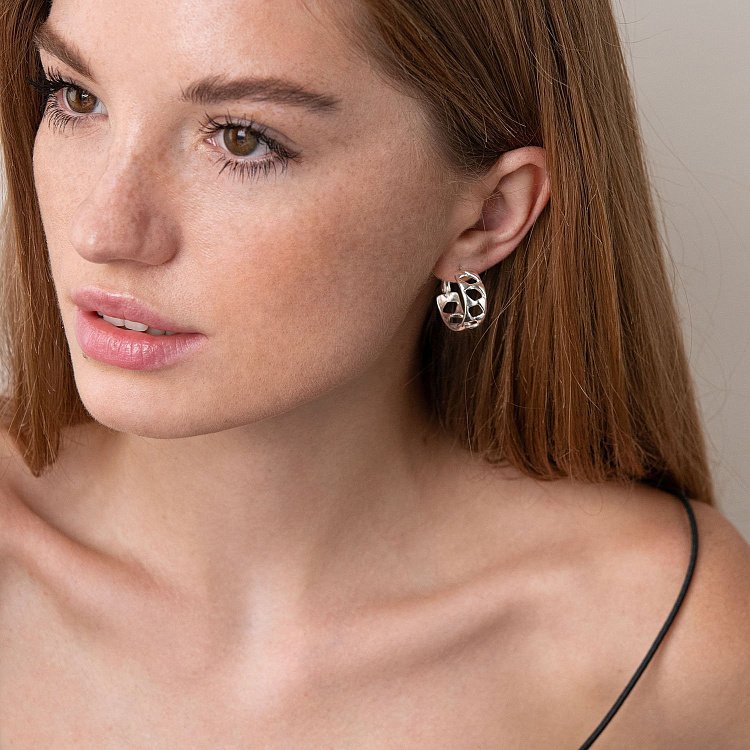 Серебряные серьги "Ромбы" 123057 от ювелирного магазина Оникс - 1