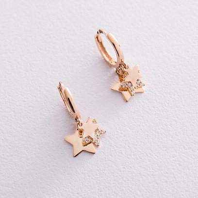 Золоті сережки-кільця Зірочки с06620 №4