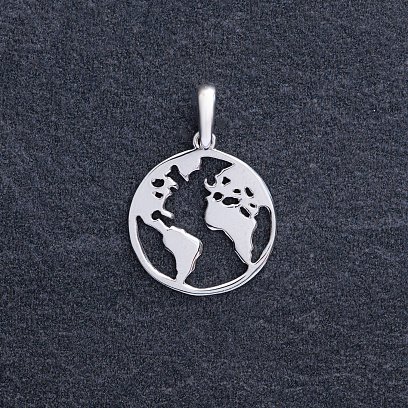 Подвеска "Планета Земля" в серебре 133047 №2