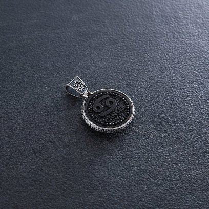 Серебряный кулон "Знак зодиака Рак" с эбеном 1041рак №6