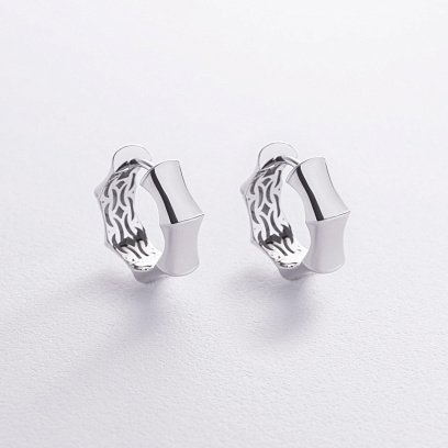 Серьги - кольца "Selesta" в белом золоте с09026