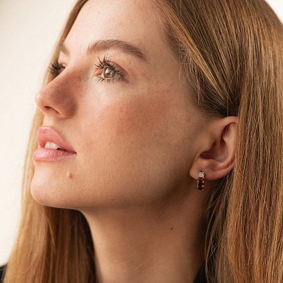 Срібні сережки з піропами і фіанітами GS-02-063-4110 №4