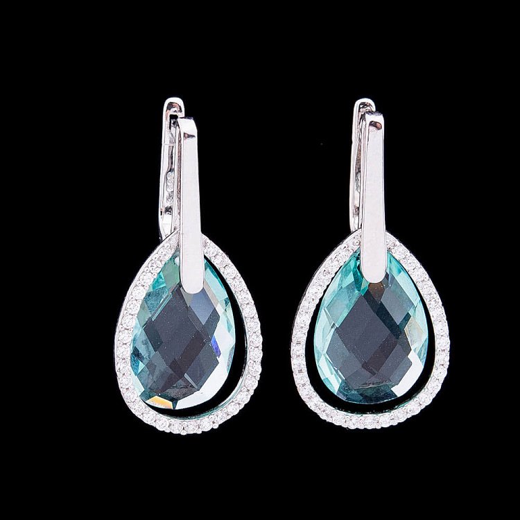 Сережки з блакитними фіанітами с19 від ювелірного магазину Онікс