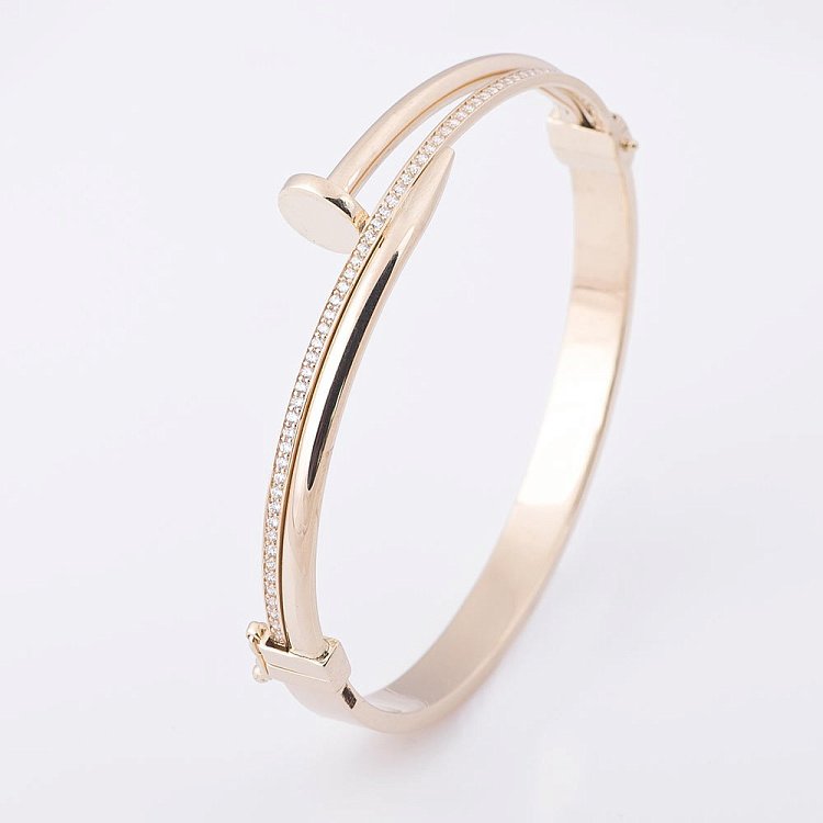 Золотой браслет "Гвоздик" с фианитами б02768 от ювелирного магазина Оникс - 2