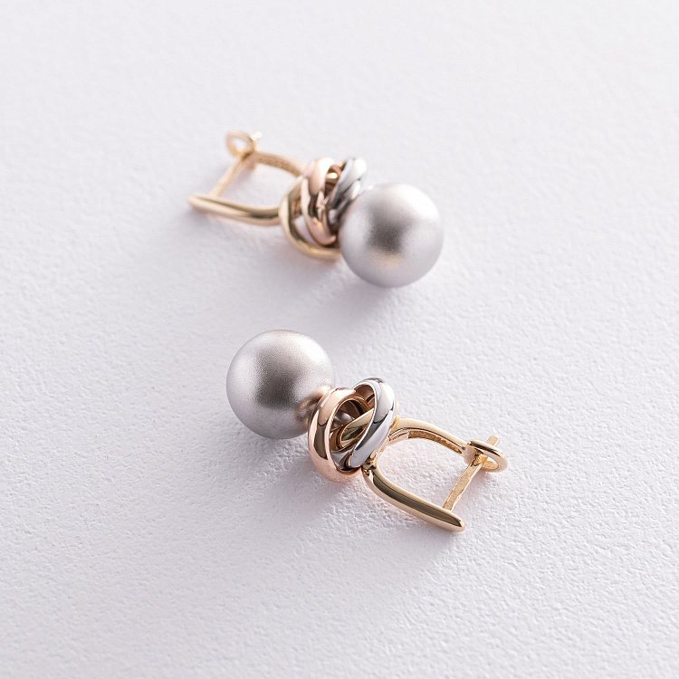 Золотые серьги "Шарики" с05595 от ювелирного магазина Оникс - 7