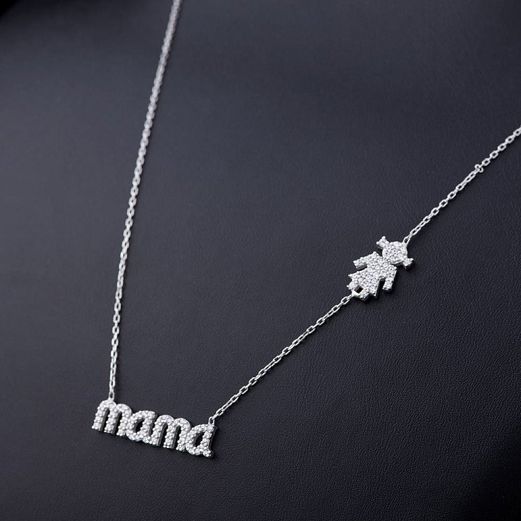 Серебряное колье "Мама" (фианиты) 18458 от ювелирного магазина Оникс - 4