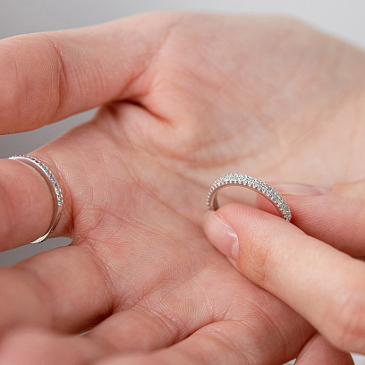 Серебряное кольцо с фианитами 1909/1р-CZ №4