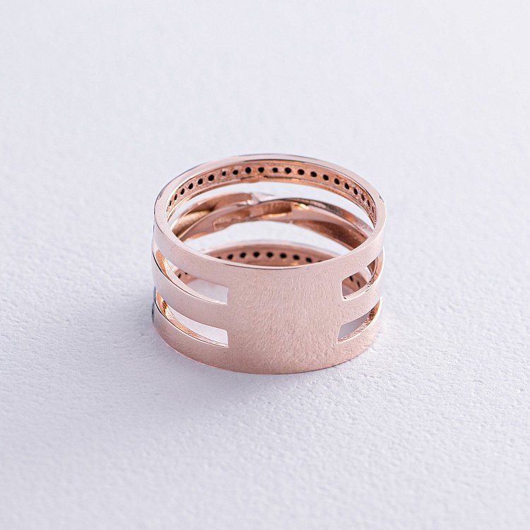 Кольцо в красном золоте (черные фианиты) к07043 от ювелирного магазина Оникс - 4