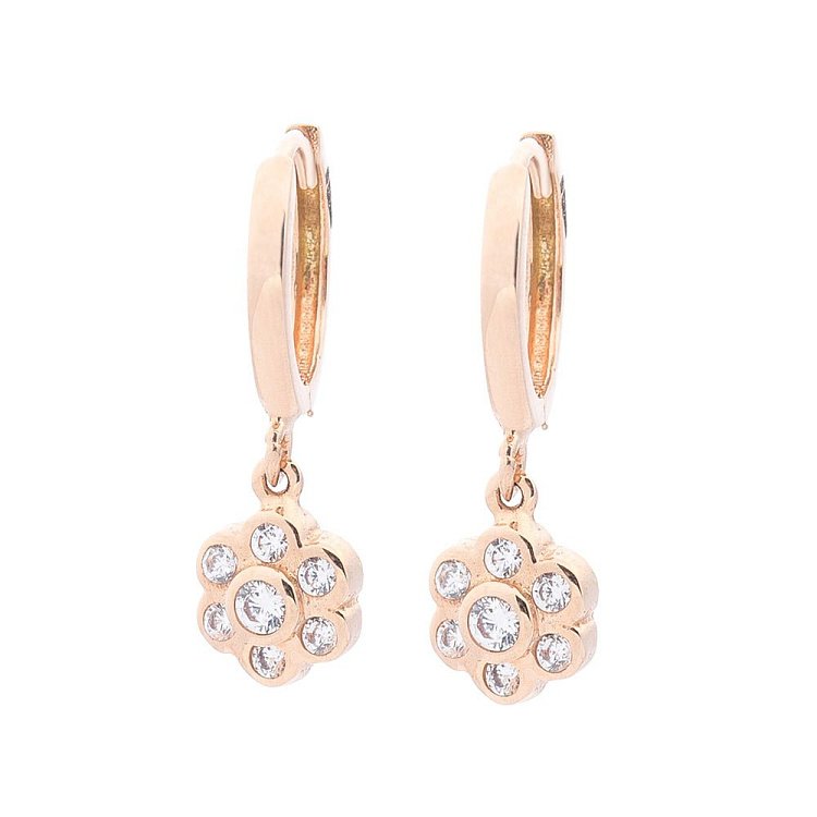 Золоті дитячі сережки з фіанітами с04808 від ювелірного магазину Онікс