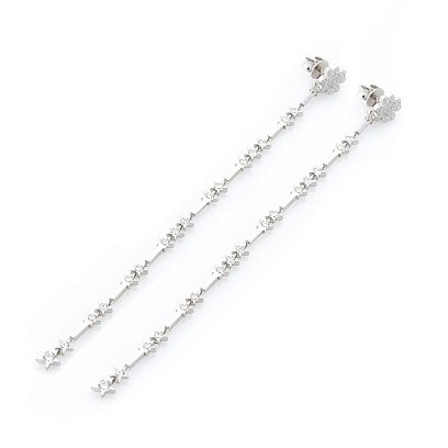 Серебряные серьги с фианитами "Падающая звезда" 122157