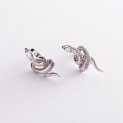 Серьги "Змеи" в белом золоте с07941 №3