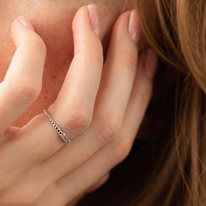 Шариковое кольцо "Мелоди" с фианитами (белое золото) к07395 №9