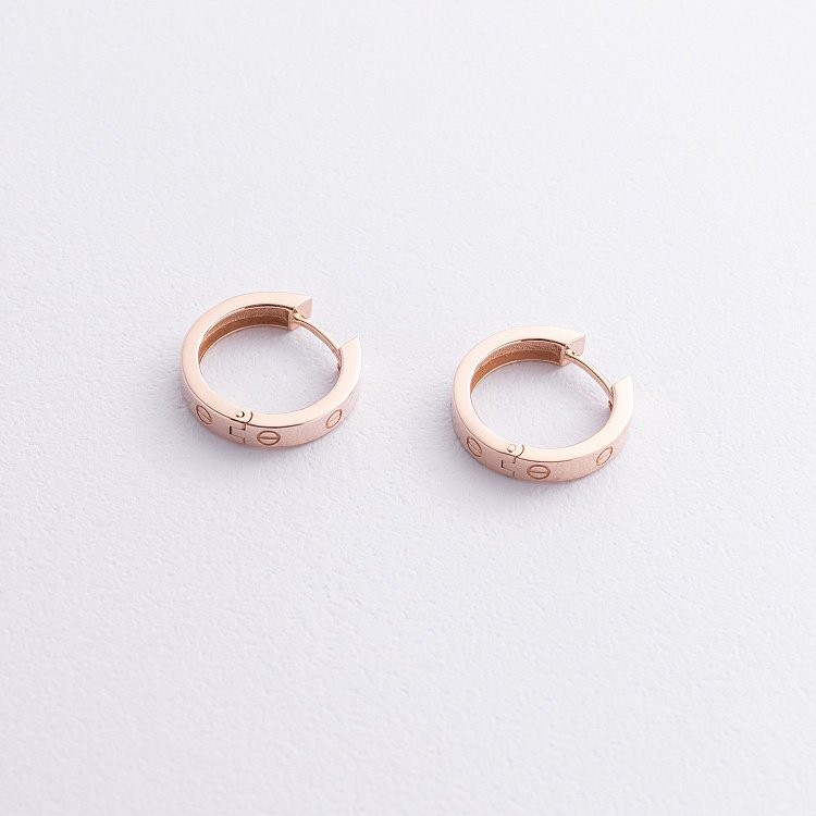 Серьги - кольца "Love" в красном золоте с09106 от ювелирного магазина Оникс - 4