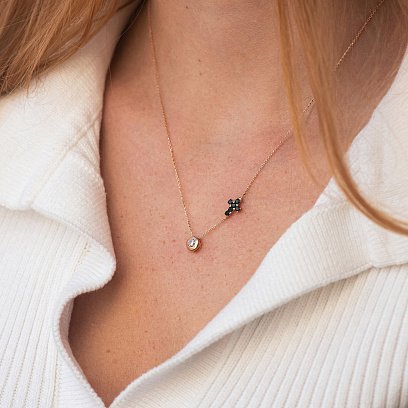 Золотое колье с крестиком (фианиты) кол02112 №7