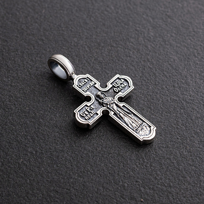 Срібний хрест "Розп'яття Ісуса Христа. Св. рівноапостольна цариця Олена. Спаси та Збережи" 1758 №2