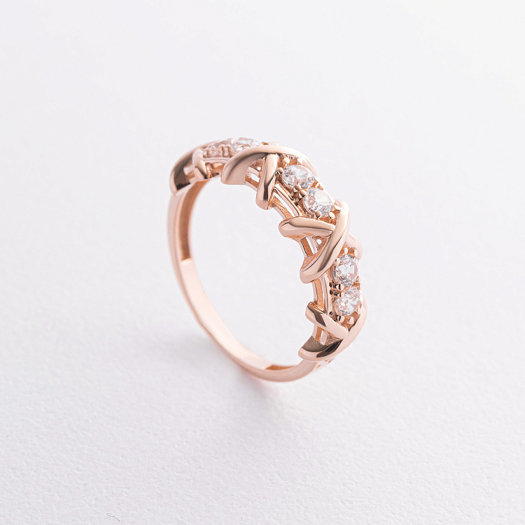 Кольцо "Rosie" с фианитами (красное золото) к08332 от ювелирного магазина Оникс