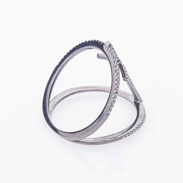 Золотое кольцо "Крестик" с бриллиантами кб0067ch от ювелирного магазина Оникс - 2