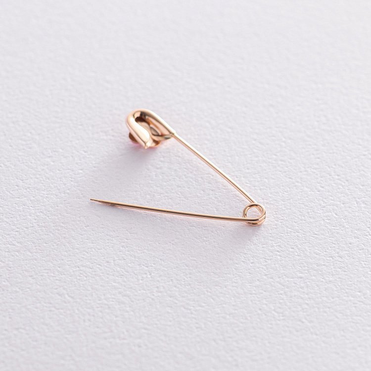 Золотая детская булавка "Цветочек" с эмалью зак00045 от ювелирного магазина Оникс - 2