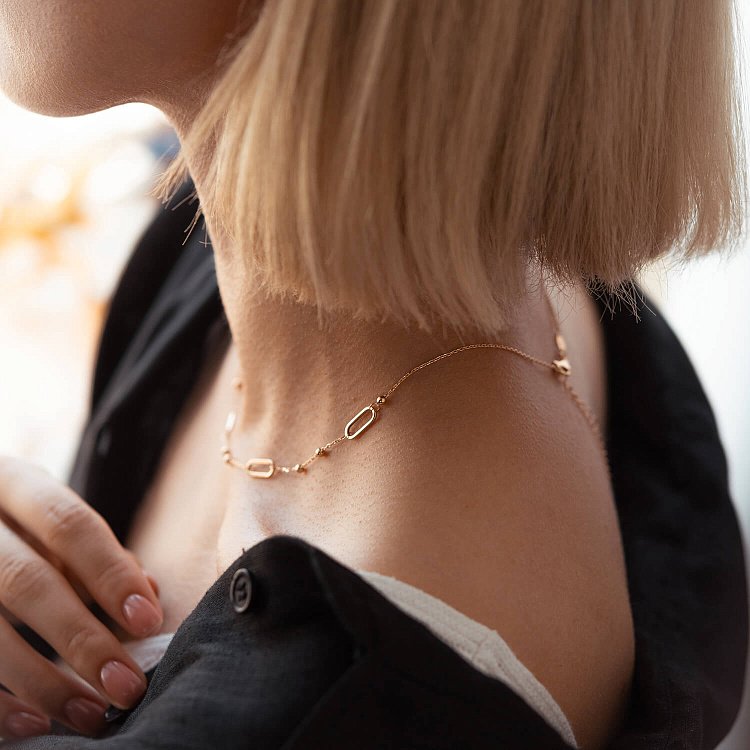 Колье - цепочка "Шарики" в красном золоте кол02224 от ювелирного магазина Оникс - 10