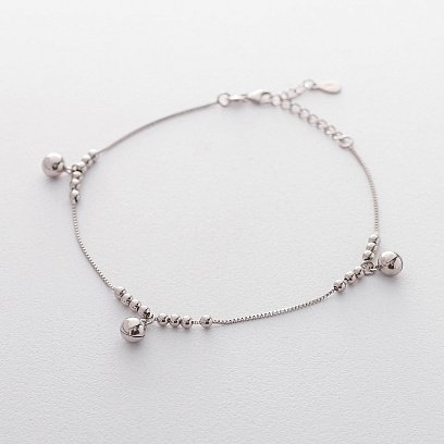 Серебряный браслет на ногу с шариками 141355 №2