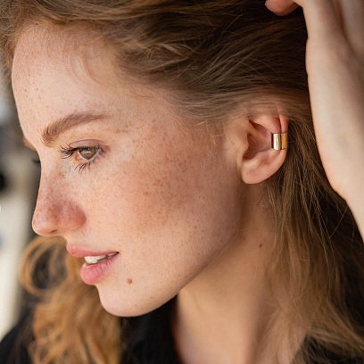 Сережка-каффа в жовтому золоті с06951 №6