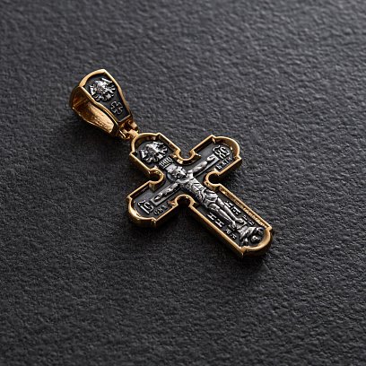 Серебряный крест "Распятие" с позолотой 132472 №2