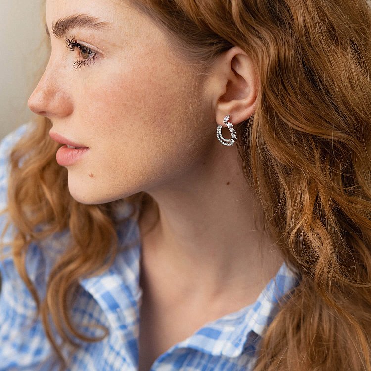 Золотые серьги "Капельки" с бриллиантами сб0412cha от ювелирного магазина Оникс - 4