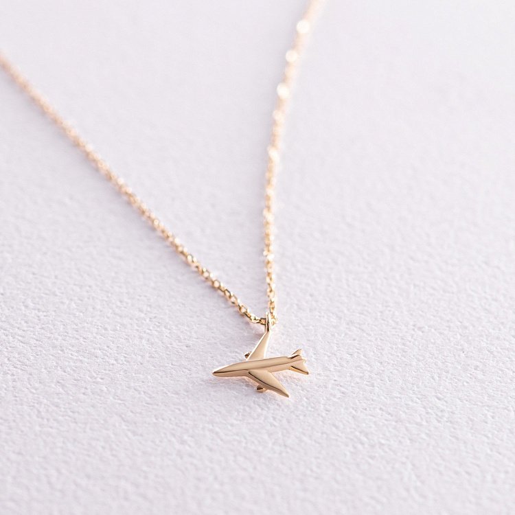 Колье "Самолетик" в желтом золоте кол02302 от ювелирного магазина Оникс