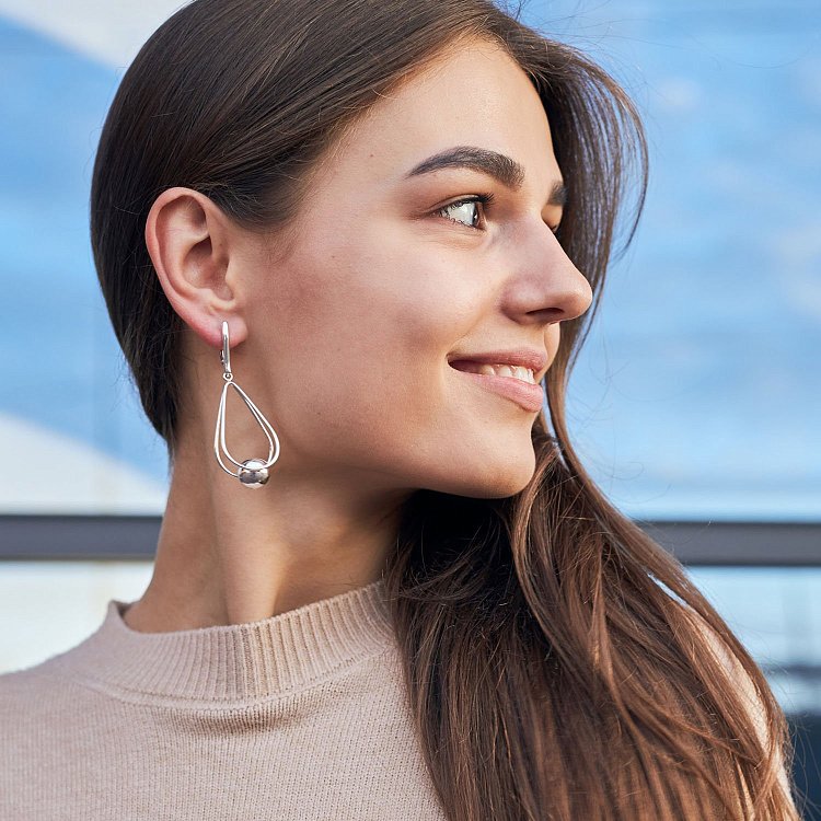 Серебряные серьги "Шарики" 12834 от ювелирного магазина Оникс - 10