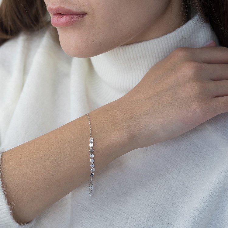 Золотой браслет Монетки с фианитами б04289 от ювелирного магазина Оникс - 1