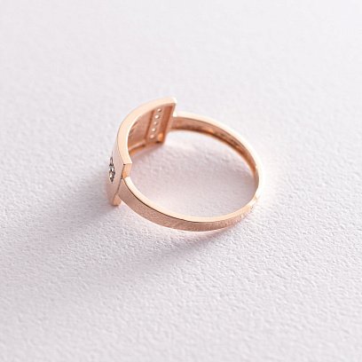 Каблучка в червоному золоті з фіанітами к06695 №4