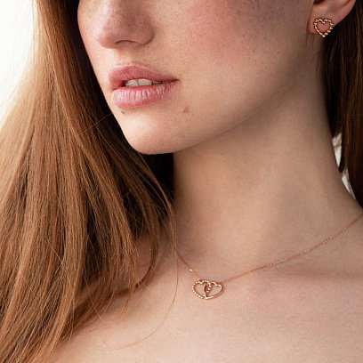 Золотое колье "Влюбленные сердца" кол01677 №3