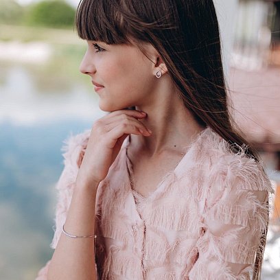 Срібні сережки "Кругообіг" з фіанітами OR116150 №5