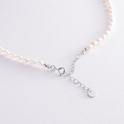 Серебряное колье "Жемчужинки с шариком" жемшар №8