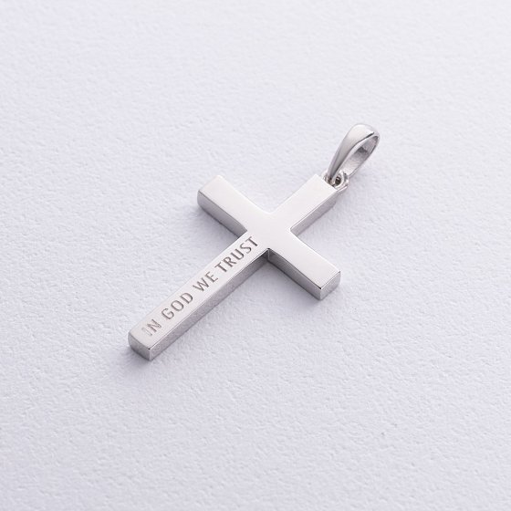 Серебряный крест ручной работы "In God we trust" 132750g