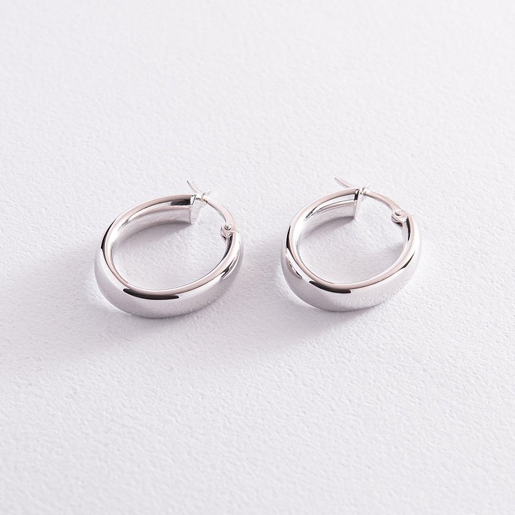 Овальні сережки у білому золоті с07857 від ювелірного магазину Онікс - 2