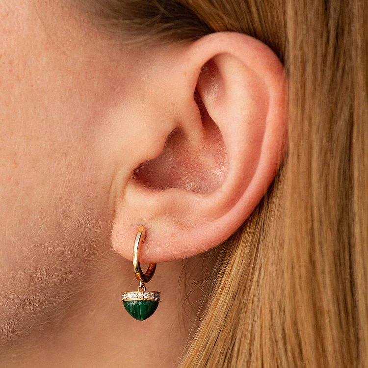 Золоті сережки (малахіт, діаманти) сб0533sm від ювелірного магазину Онікс - 3