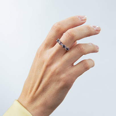 Серебряное кольцо с аметистом и фианитами 1844/1p-AMET №2