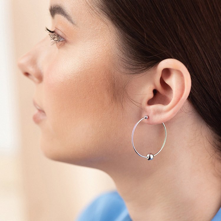 Сережки - кільця Гармонія в білому золоті с08364 від ювелірного магазину Онікс - 6