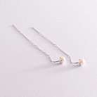 Срібні сережки - протяжки з перлами 123104 от ювелирного магазина Оникс - 2