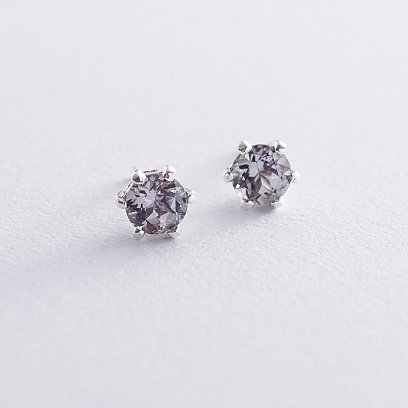 Серебряные серьги-пусеты с синтетическим топазом 122078