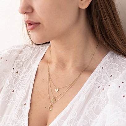 Колье "Сердце и круги" в желтом золоте кол01769 №2