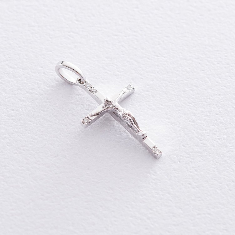 Золотой крестик "Распятие Христа" с бриллиантами п380 от ювелирного магазина Оникс